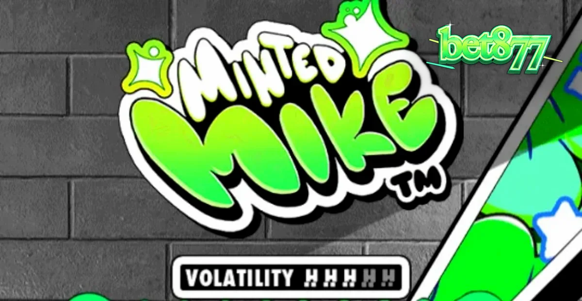 Cena urbana estilizada com elementos de grafite e neon do slot Minted Mike